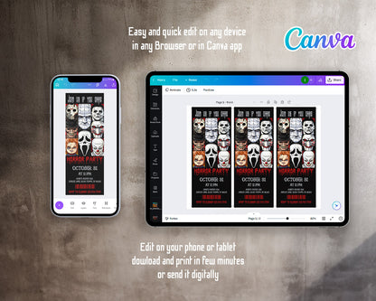 Horror Killer Movie Party Ticket customizable invitation template | Share or Print |  | KF698