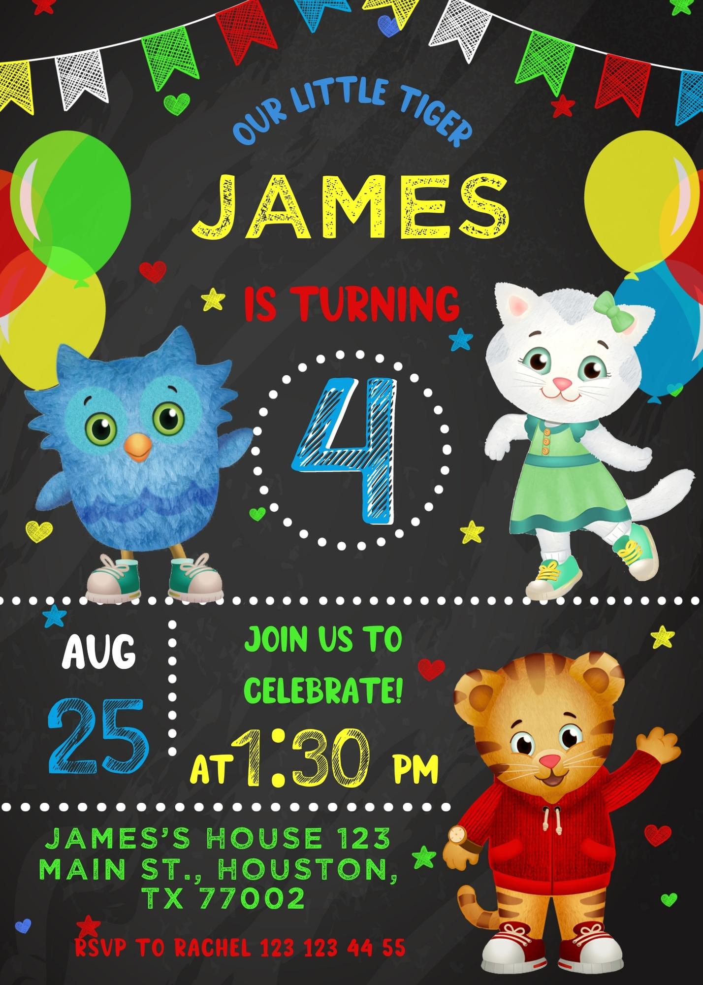 Daniel Tiger's Neighborhood customizable invite template | instant download | Share or Print | GC049