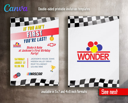 Nascar Ricky Bobby  customizable invitation template | Share or Print | boy | JE739