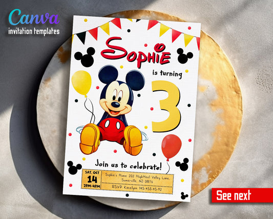 Mickey Mouse Clubhouse customizable invitation template | Share or Print |  | HJ099