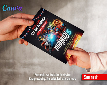 Avengers Marvel Superhero  customizable invitation template | Share or Print | boy | AZ793