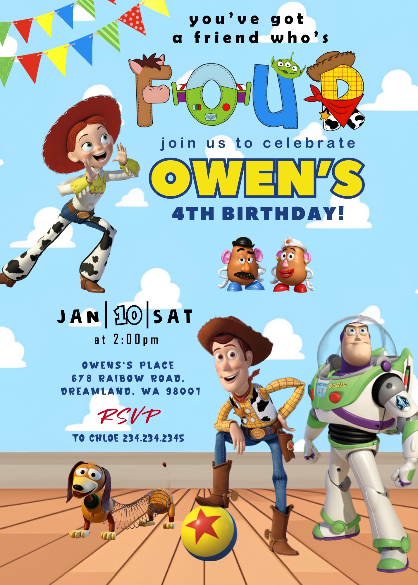 Toy Story Woody  customizable invitation template | Share or Print |  | FL882