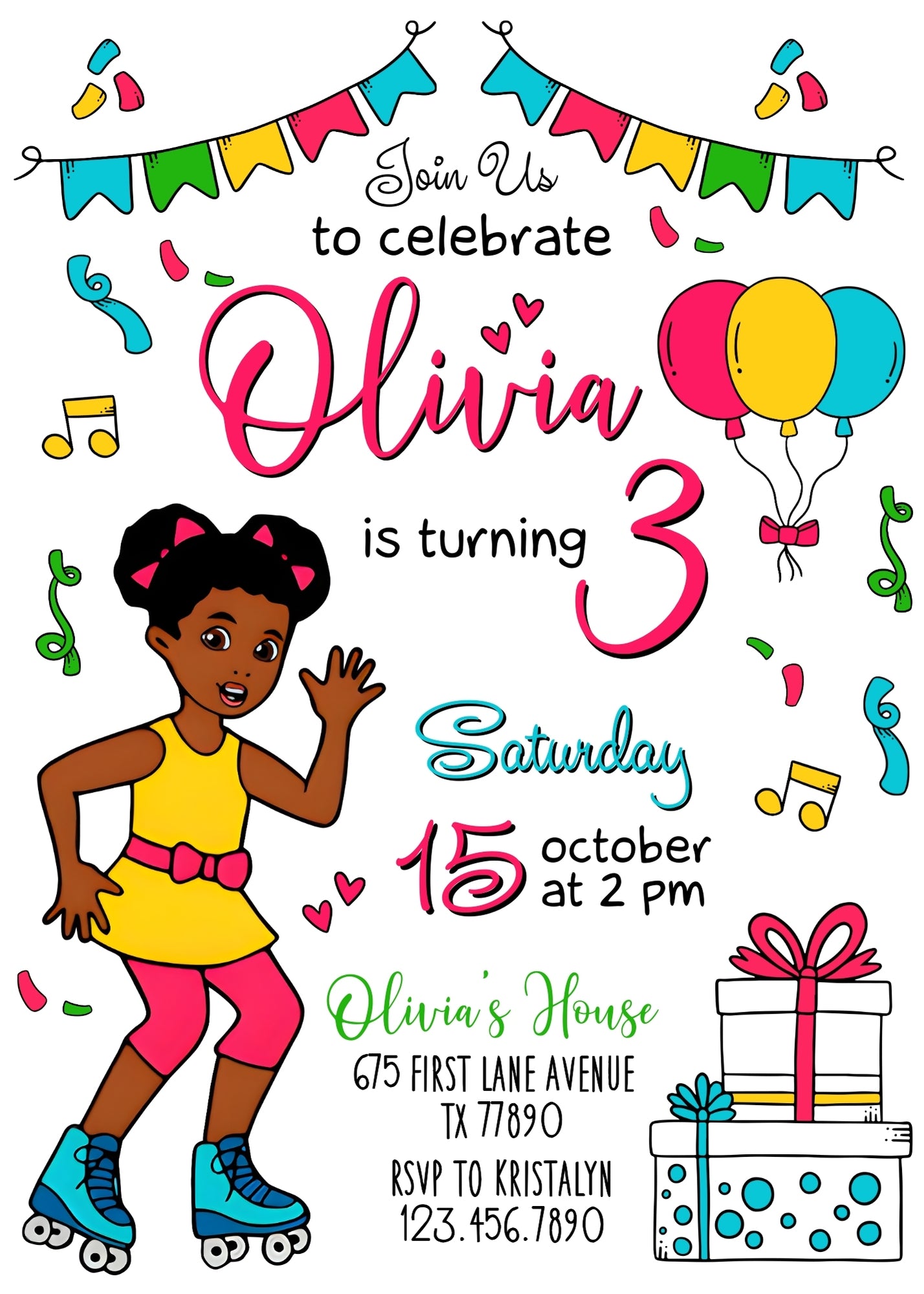 Gracie's Corner Music customizable invitation template | Share or Print | girl | PJ539