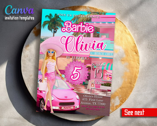 Barbie Pink  customizable invitation template | Share or Print | girl | RV660