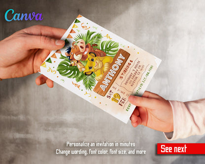 Lion King Simba customizable invitation template | Share or Print |  | SC004