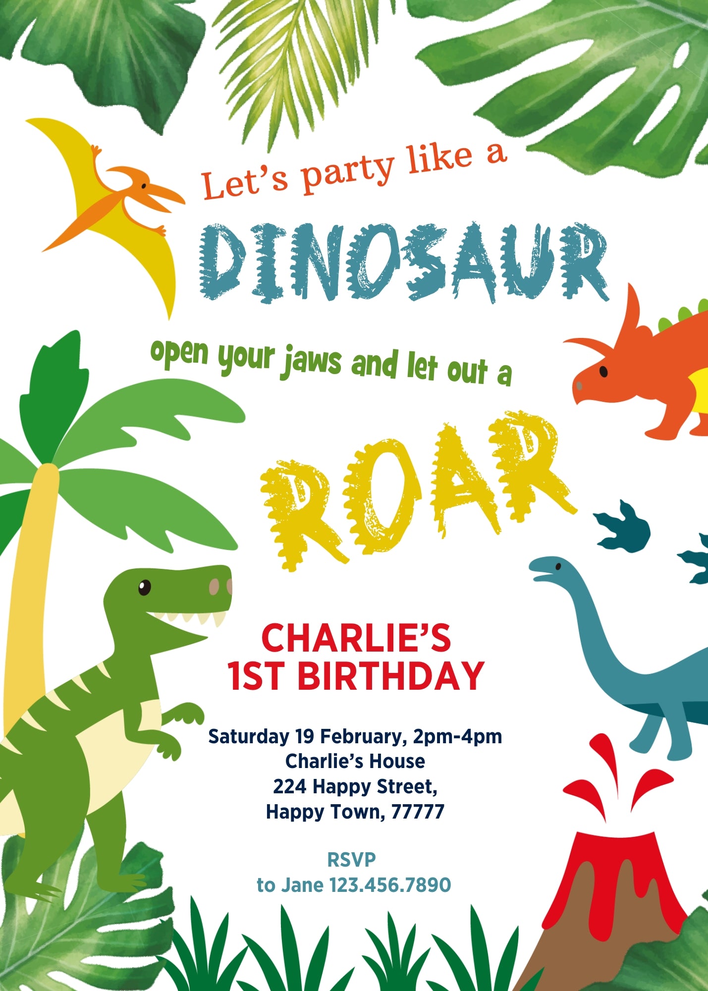 Dinosaur T-Rex customizable invitation template | Share or Print |  | FR919