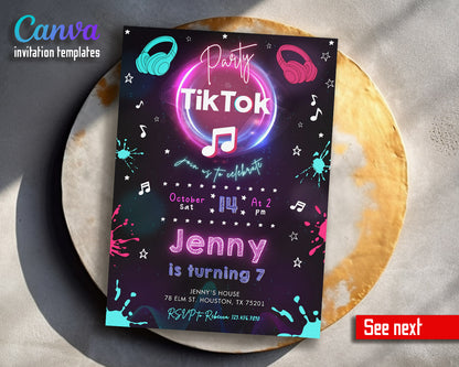 Tik Tok Party customizable invitation template | Share or Print |  | BY253