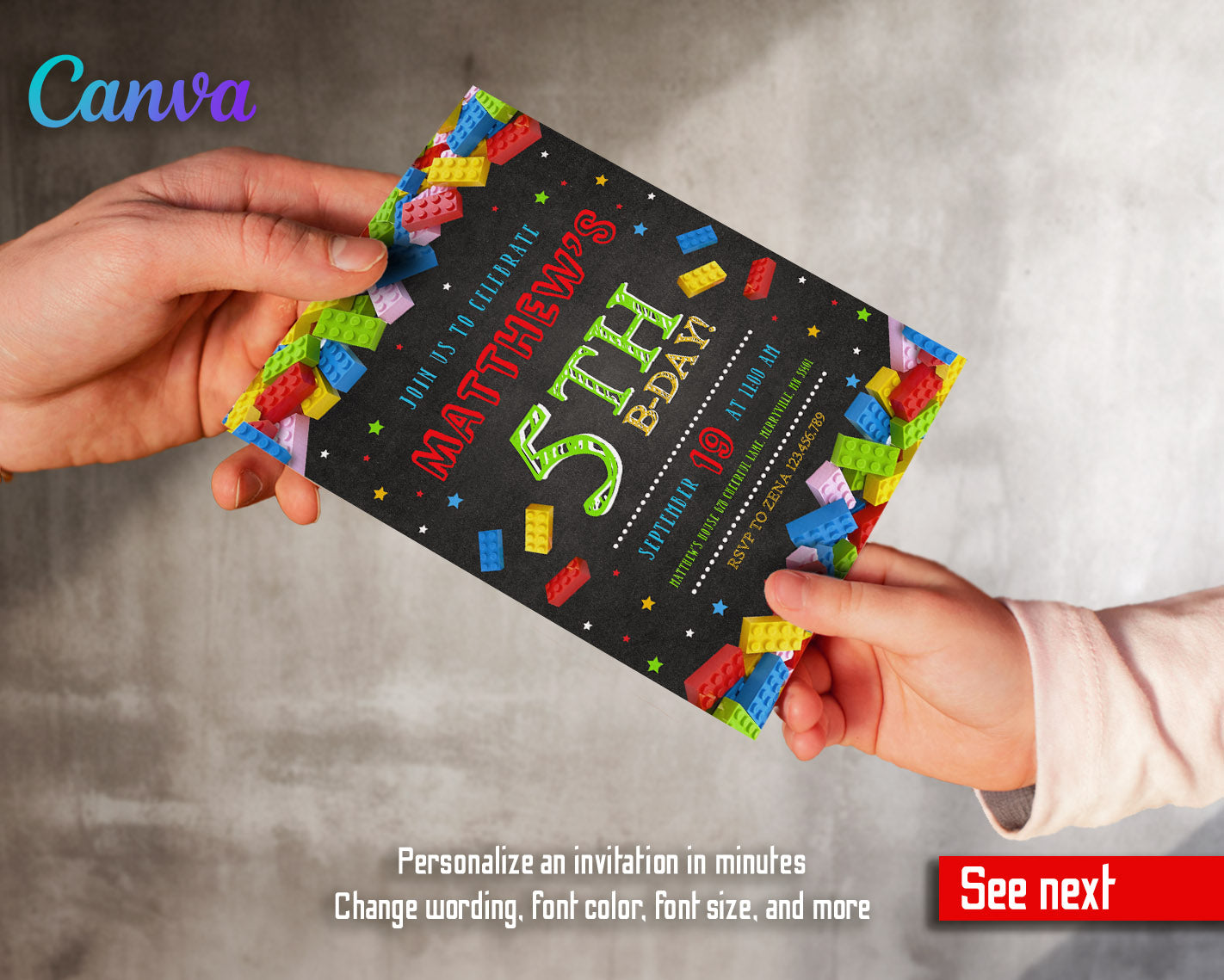 Lego  customizable invitation template | Share or Print |  | IJ704