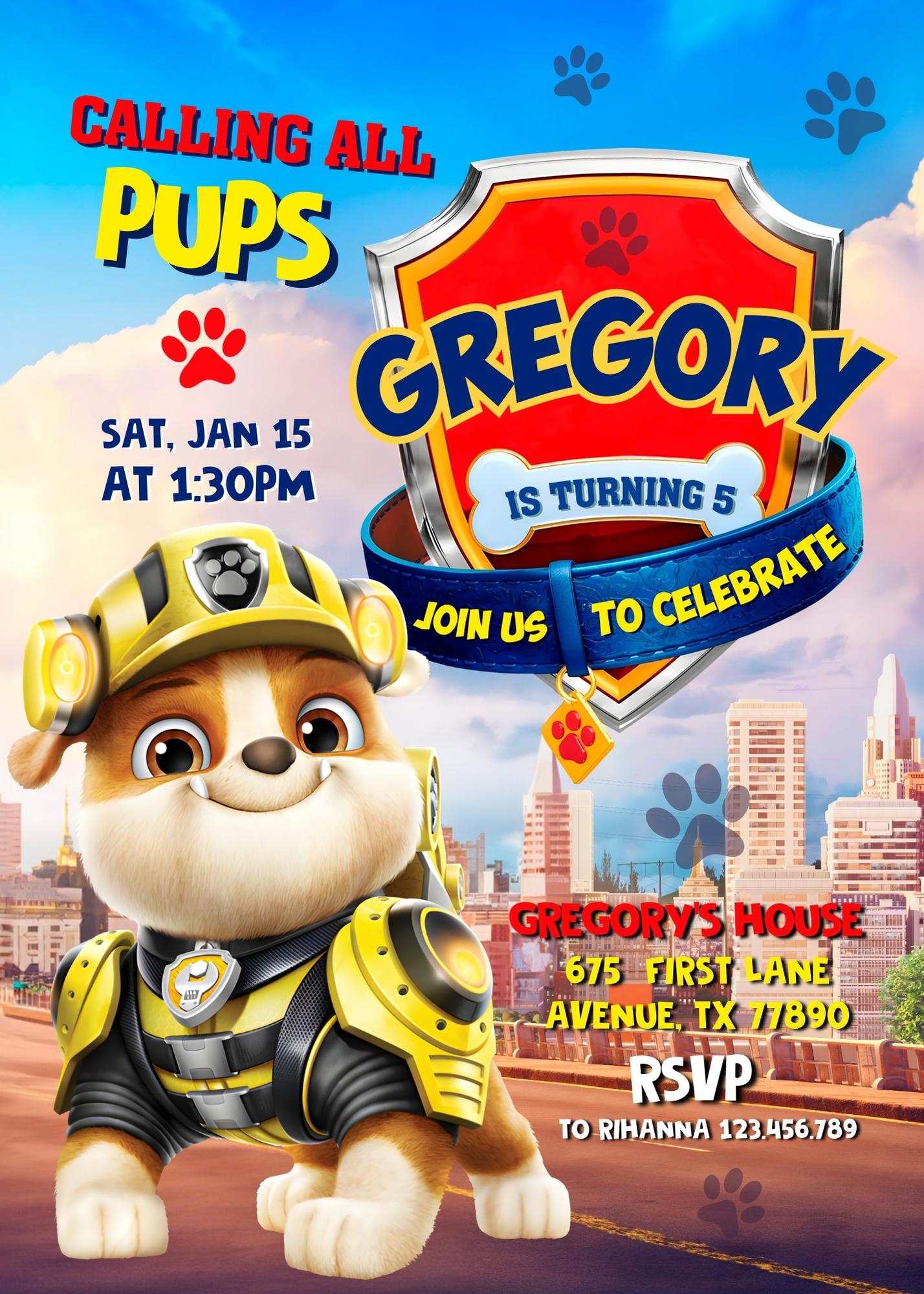 Paw Patrol customizable invite template | instant download | Share or Print | QT119