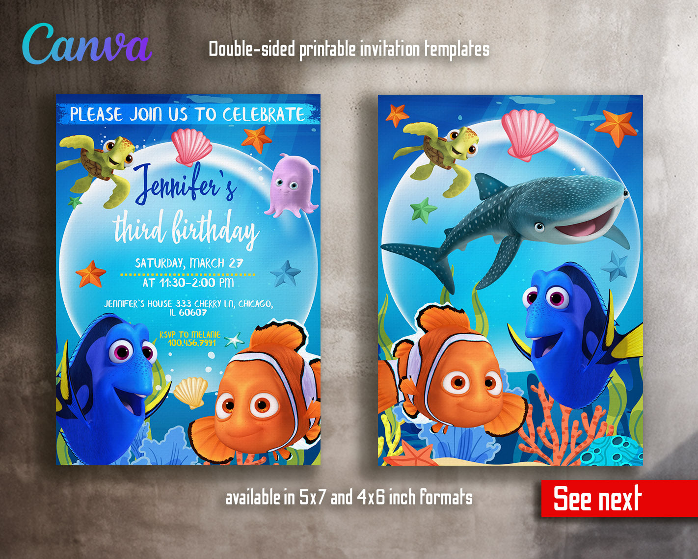 Finding Nemo customizable invitation template | Share or Print |  | TG839