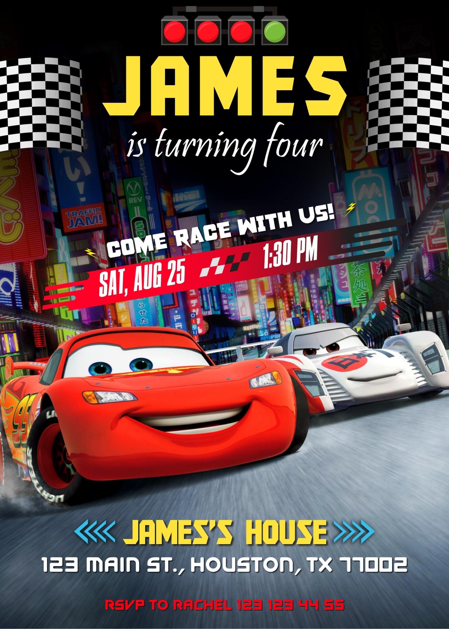 Cars Lighting McQueen customizable invite template | instant download | Share or Print | JZ046