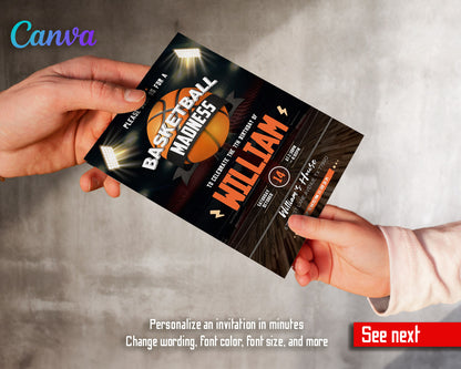 Basketball NBA Slam Dunk  customizable invitation template | Share or Print | boy | WK870