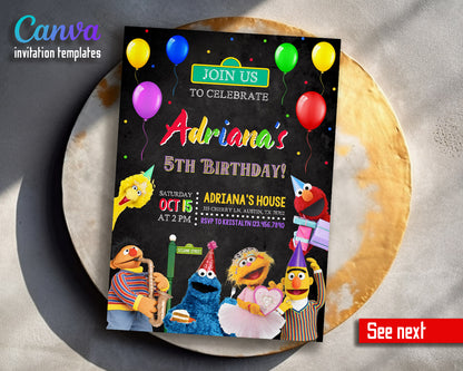 Sesame Street customizable invitation template | Share or Print |  | AV662