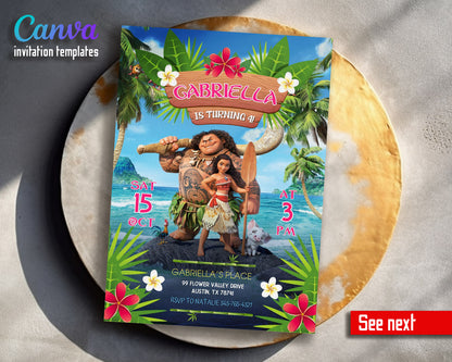 Moana Princess  customizable invitation template | Share or Print | girl | OE320