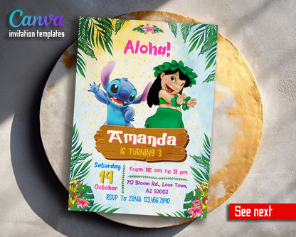 Lilo & Stitch Aloha customizable invitation template | Share or Print |  | HB152