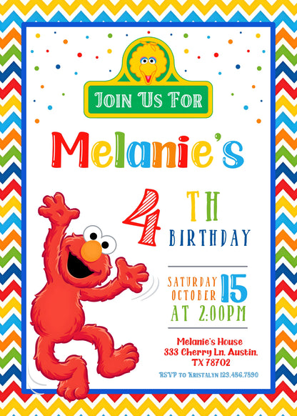 Sesame Street Elmo customizable invitation template | Share or Print |  | VM333