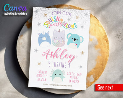 Squishmallows  customizable invitation template | Share or Print |  | AQ957