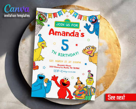 Sesame Street customizable invitation template | Share or Print |  | TP726