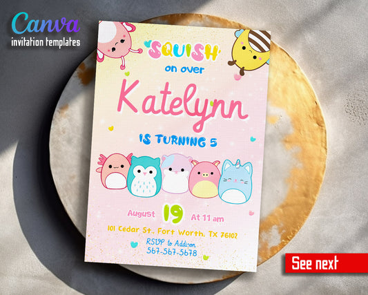 Squishmallows  customizable invitation template | Share or Print |  | NJ166