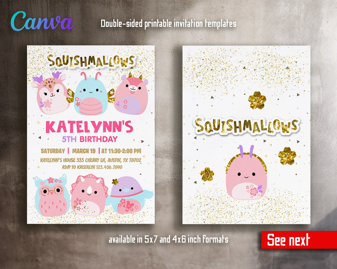 Squishmallows  customizable invitation template | Share or Print |  | TA774