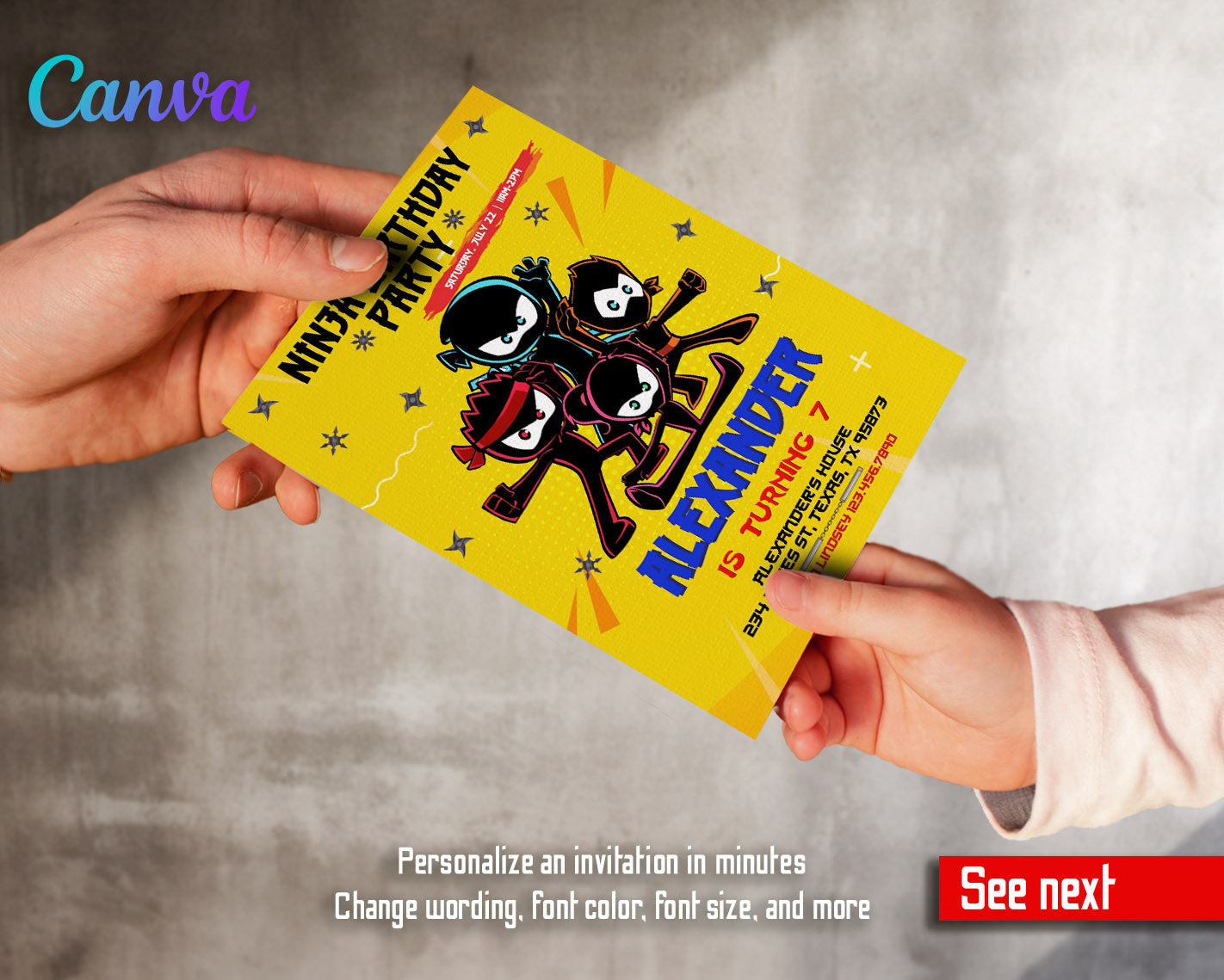 Ninja Kidz TV customizable invitation template | Share or Print |  | LM081