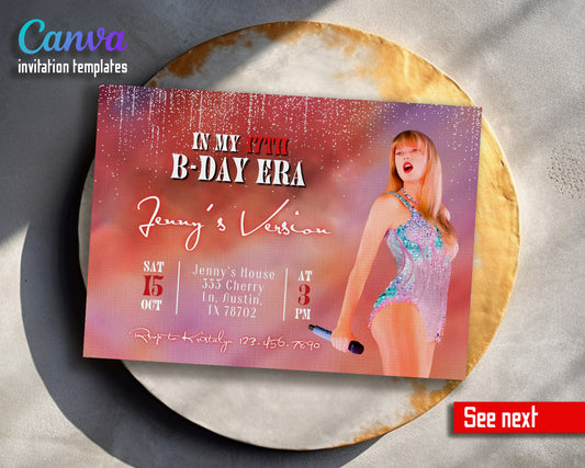 Taylor Swift Eras Tour  customizable invitation template | Share or Print | girl | RB295