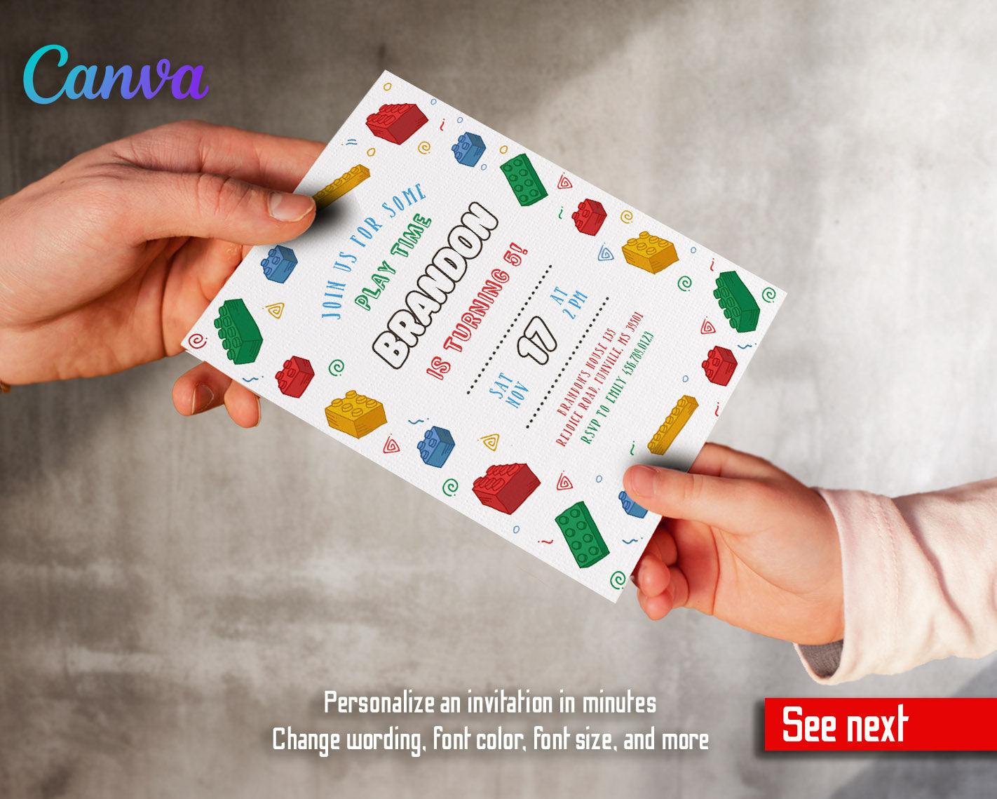 Lego  customizable invitation template | Share or Print |  | HQ721