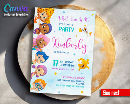 Bubble Guppies Molly Gil customizable invitation template | Share or Print | girl | AX220