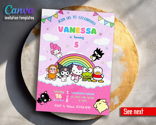 Hello Kitty Sanrio customizable invitation template | Share or Print | | YM300