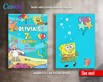 SpongeBob SquarePant customizable invitation template | Share or Print |  | HL323