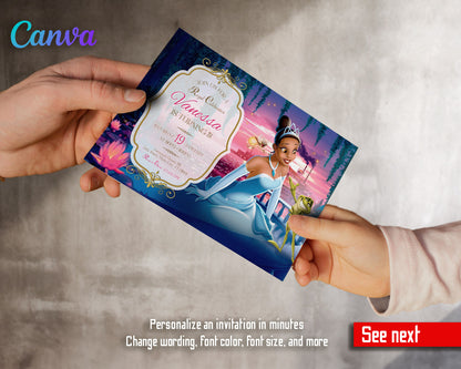 Tiana Frog Princess  customizable invitation template | Share or Print | girl | NI756