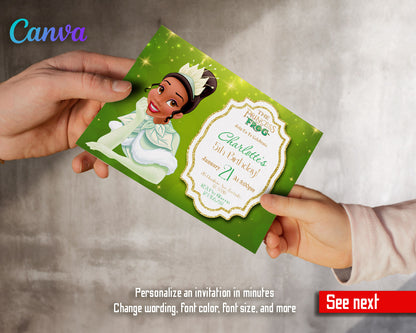 Tiana Frog Princess  customizable invitation template | Share or Print | girl | CY011