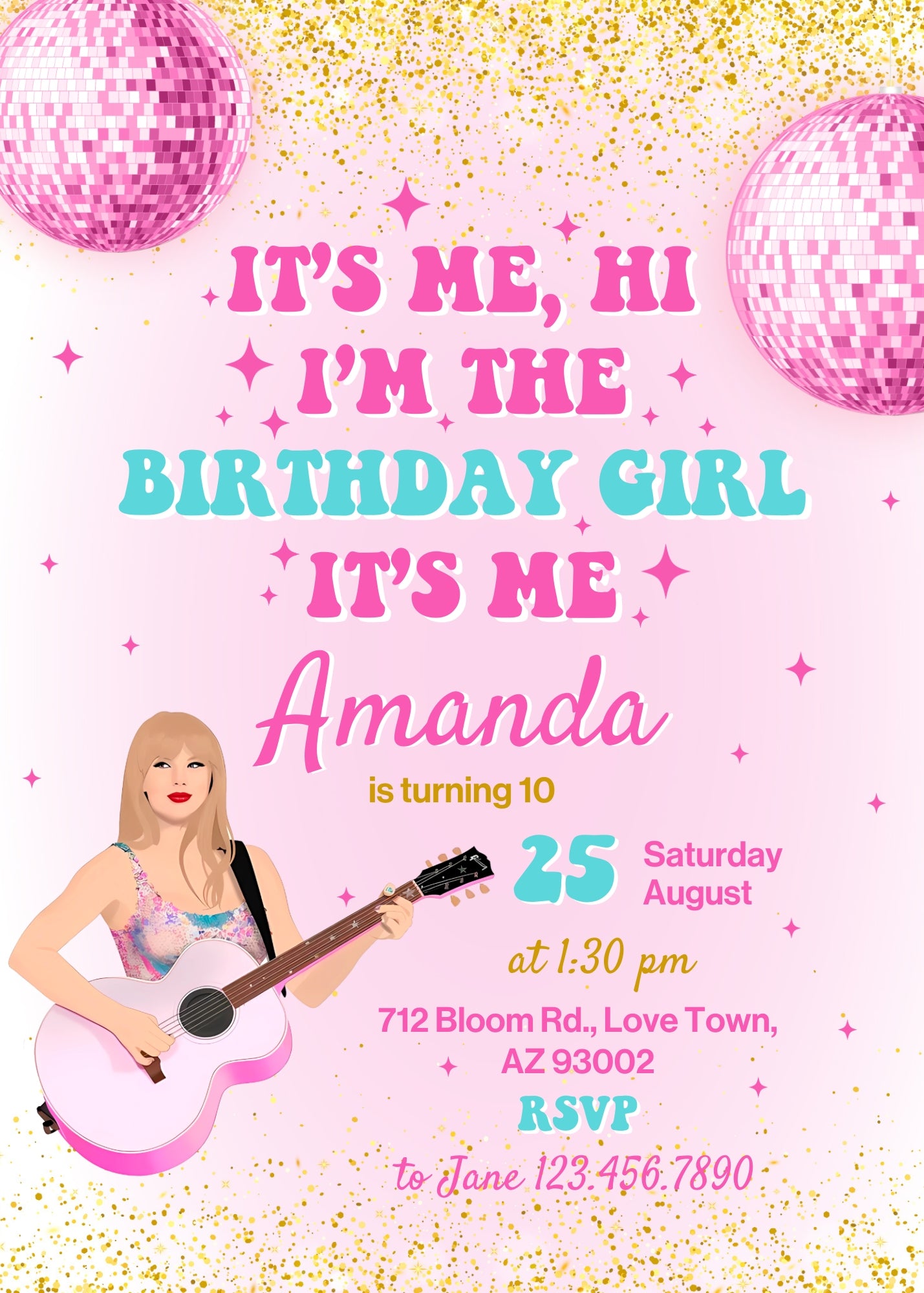 Taylor Swift Eras Tour  customizable invitation template | Share or Print | girl | SK080