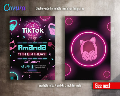 Tik Tok Party customizable invitation template | Share or Print |  | OK756