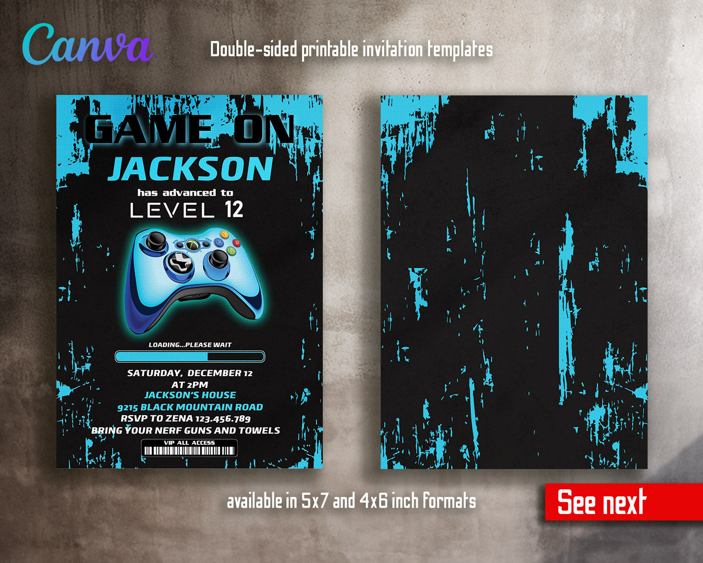 Gamer Party customizable invitation template | Share or Print | boy | IX692