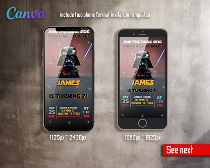 Star Wars Darth Vader  customizable invitation template | Share or Print | boy | FC911