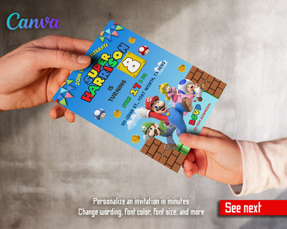 Super Mario Bros  customizable invitation template | Share or Print |  | BX218