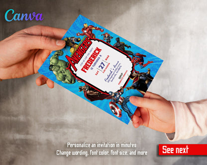 Avengers Marvel Superhero  customizable invitation template | Share or Print | boy | JN399