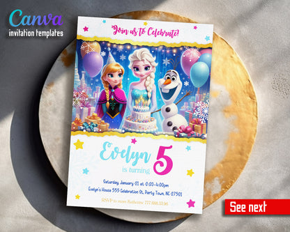 Frozen Elsa  customizable invitation template | Share or Print | girl | TD239