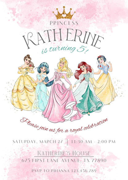 Disney Princess  customizable invitation template | Share or Print | girl | MK305