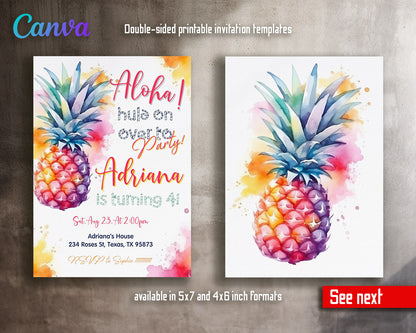 Aloha Luau Party customizable invitation template | Share or Print | girl | WW467