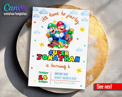 Super Mario Bros  customizable invitation template | Share or Print |  | LC295