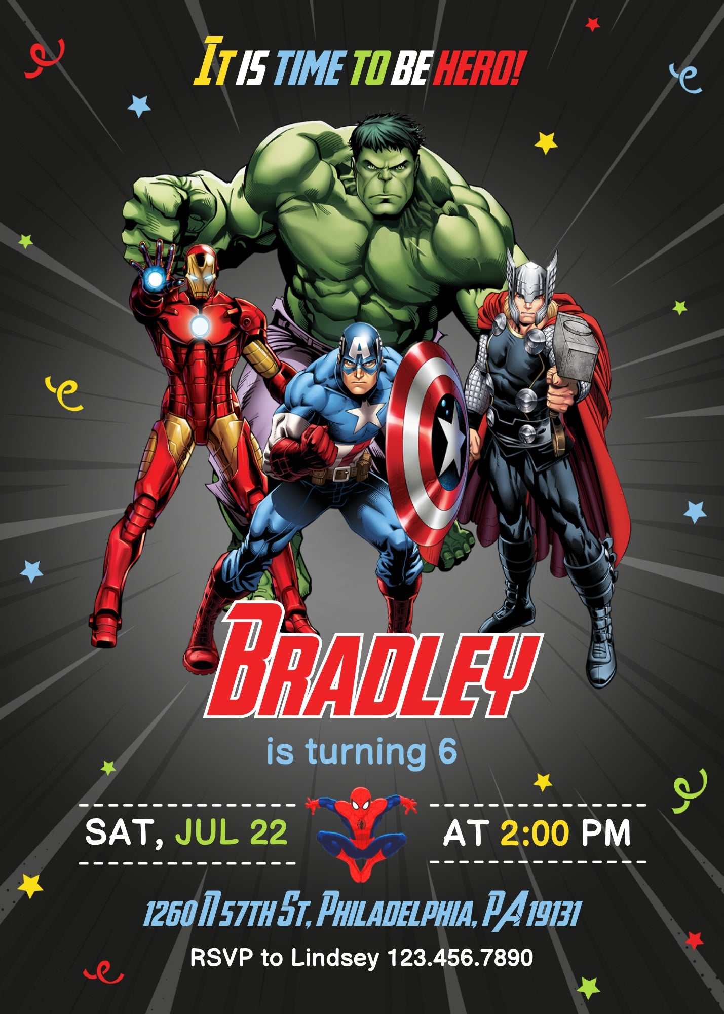 Avengers Marvel Superhero  customizable invitation template | Share or Print | boy | JG762