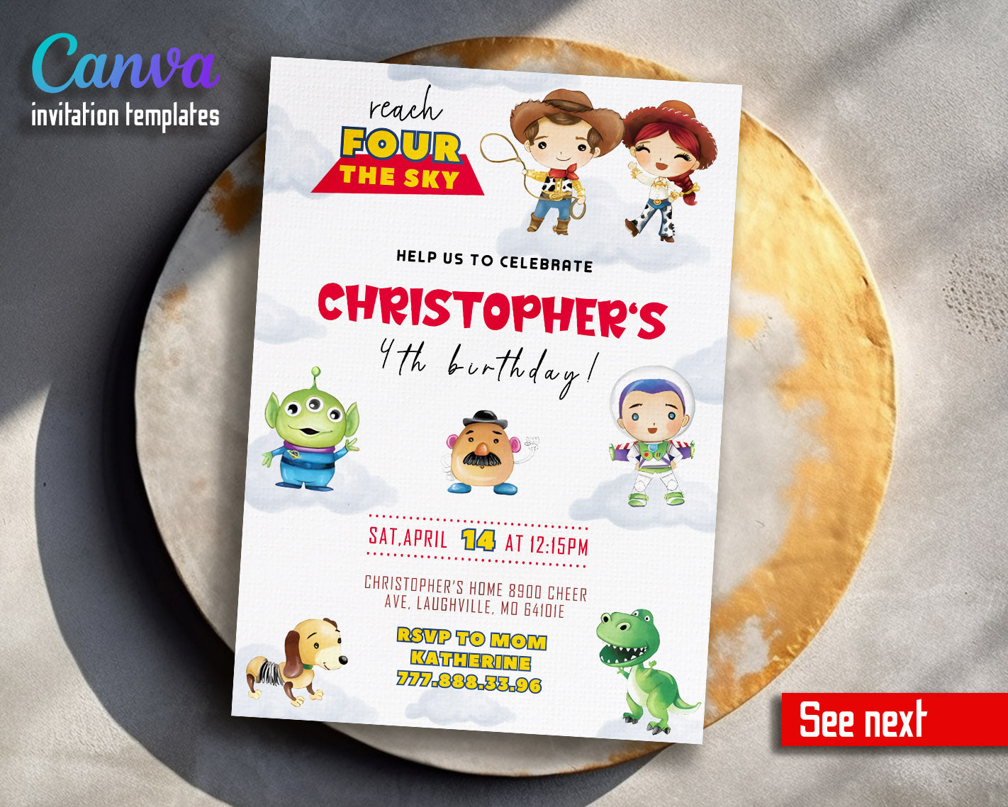 Toy Story Woody  customizable invitation template | Share or Print |  | MM533