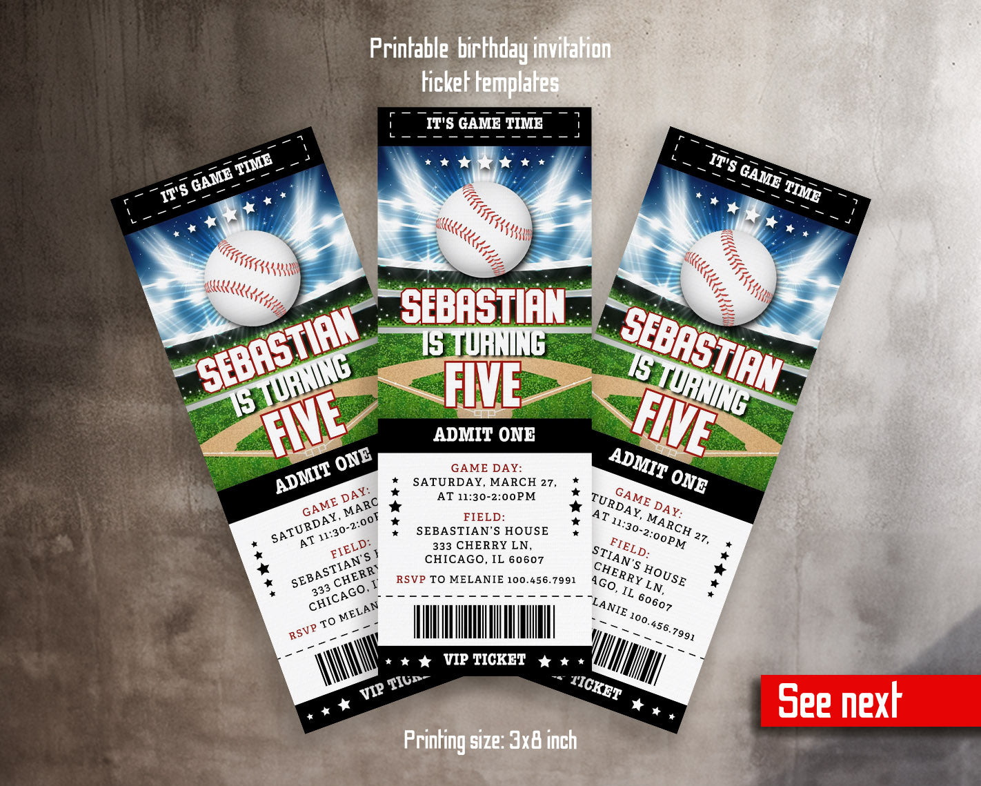 Baseball MLB Sport customizable invitation template | Share or Print | boy | IM443