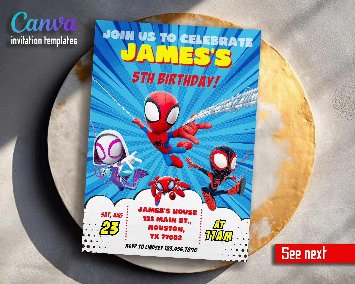 Spidey and His Amazing Friends customizable invitation template | Share or Print | boy | WX211