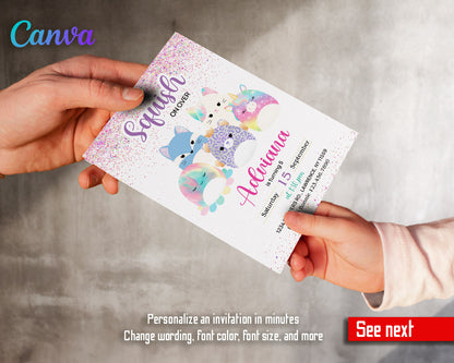 Squishmallows customizable invitation template | Share or Print |  | JJ605