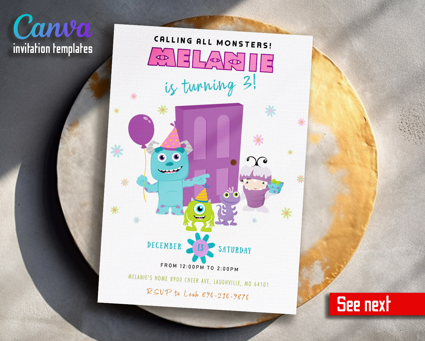 Monsters, Inc.  customizable invitation template | Share or Print |  | WE346