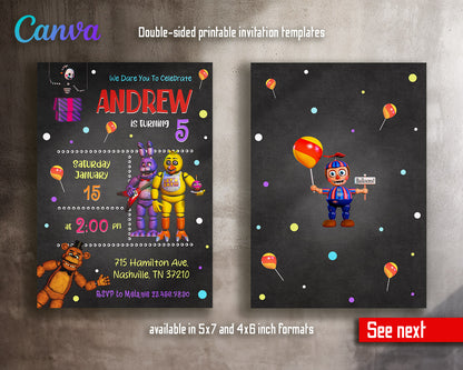 Five Nights at Freddy's customizable invitation template | Share or Print |  | OM199