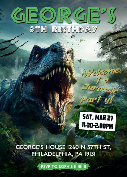 Jurassic World customizable invite template | instant download | Share or Print | IH573